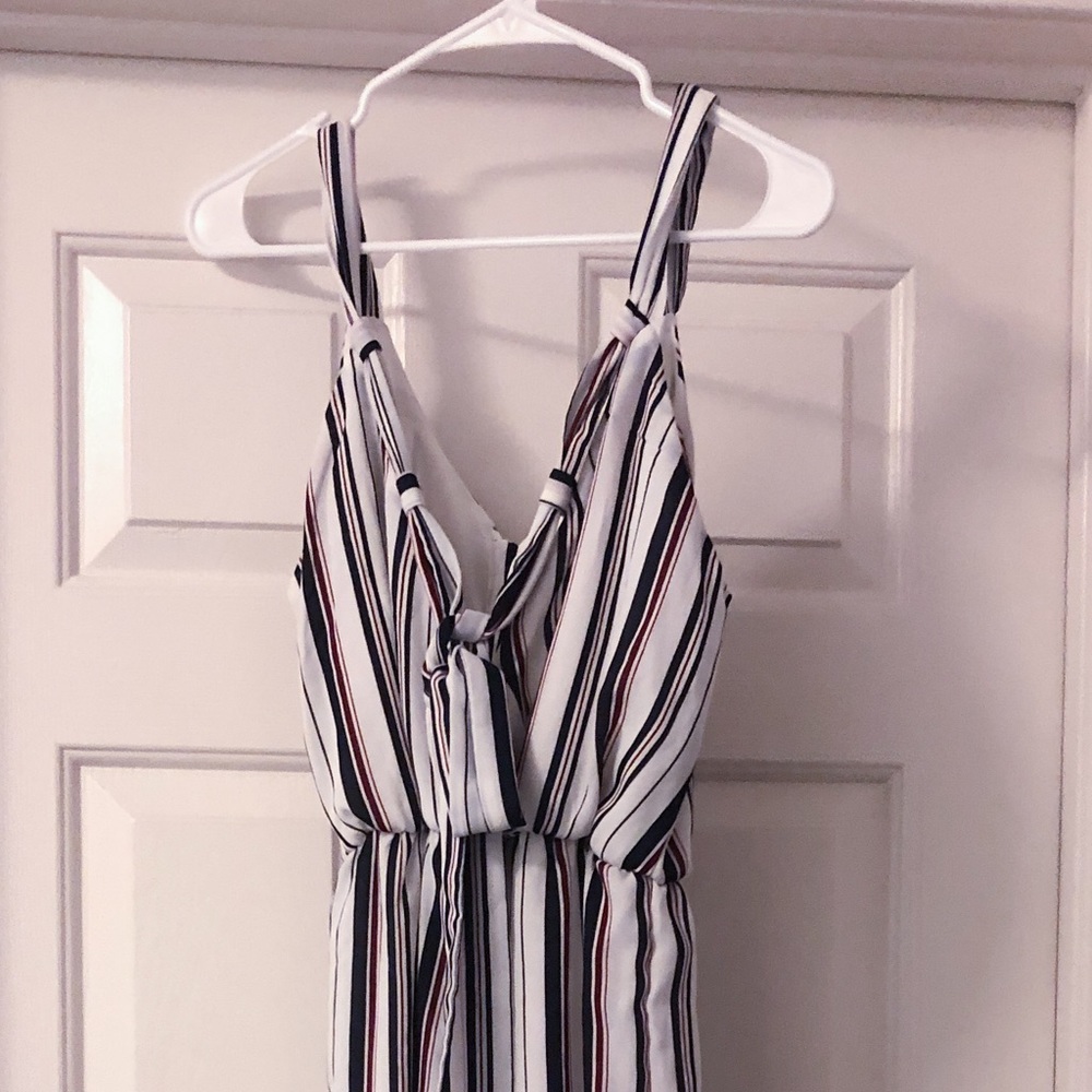 White Stripped Jump Suit